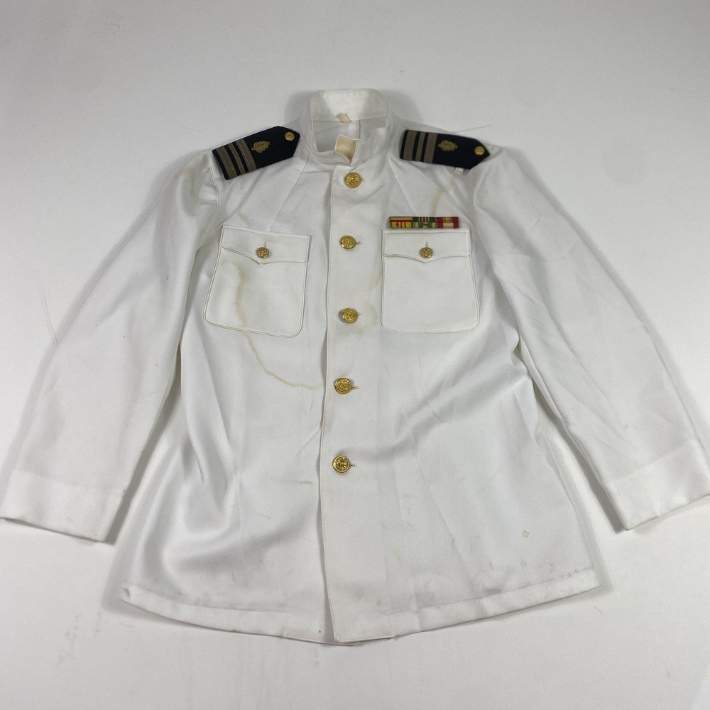 Vintage US Navy Pilots‎ Dress White Jacket Original TopGun Maverick 80s Mens 43R